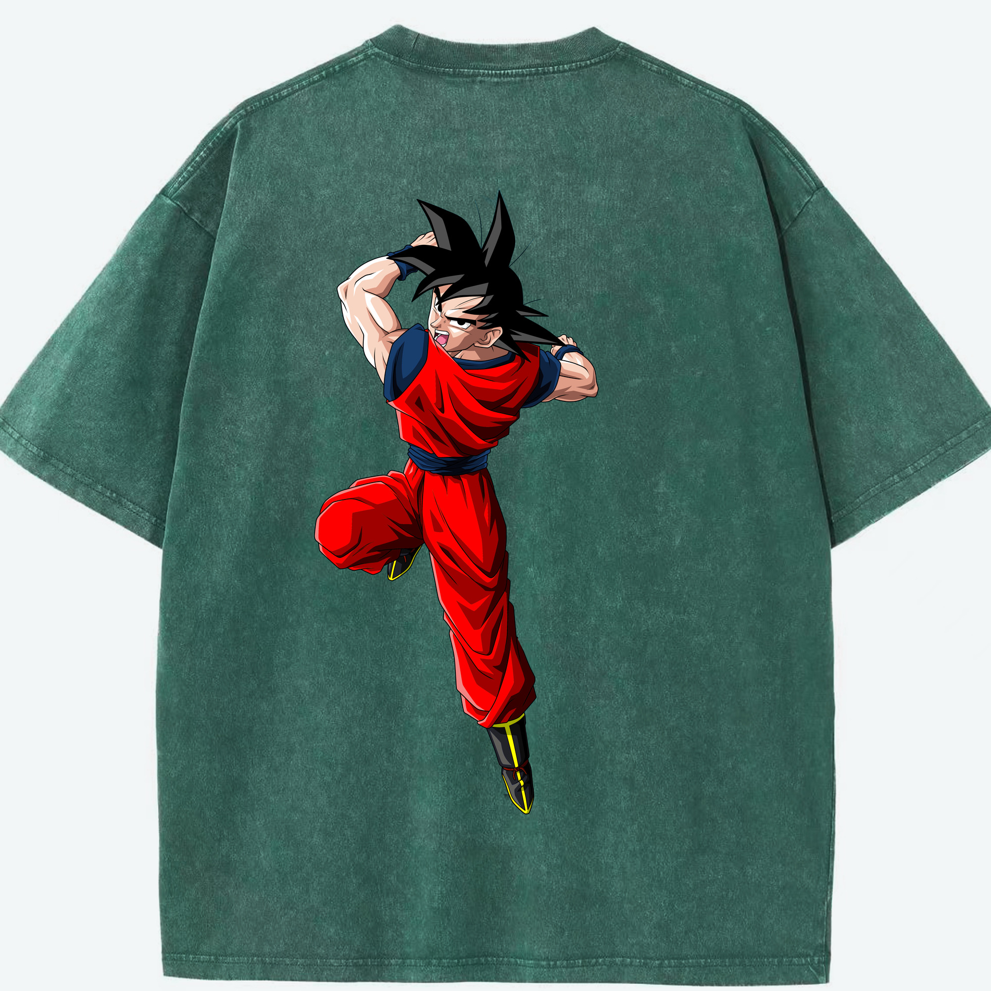 （画像用） ドラゴンボール 孫悟空（そん ごくう）Son Goku カカロット DRAGON BALL Kakarotto 綿100% ヴィンテージ風 半袖Tシャツ（背面プリント）
